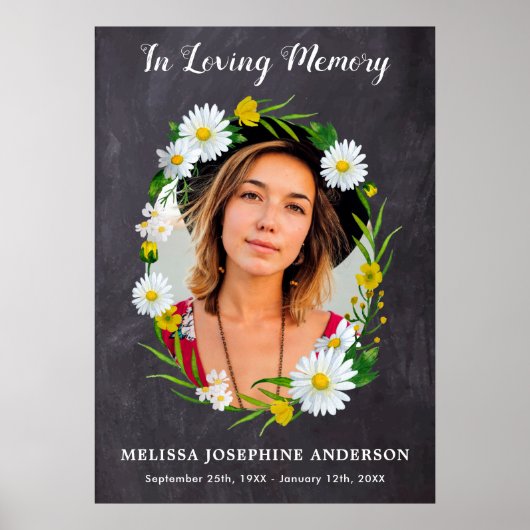 Rustieke Liefdevolle Herinnering Bloemige Madelief Poster (Voorkant)