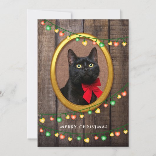 Rustieke Lieve Kerst Lichtjes Voeg Uw Foto Toe Feestdagenkaart (Voorkant)