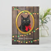 Rustieke Lieve Kerst Lichtjes Voeg Uw Foto Toe Feestdagenkaart (Staand voorkant)