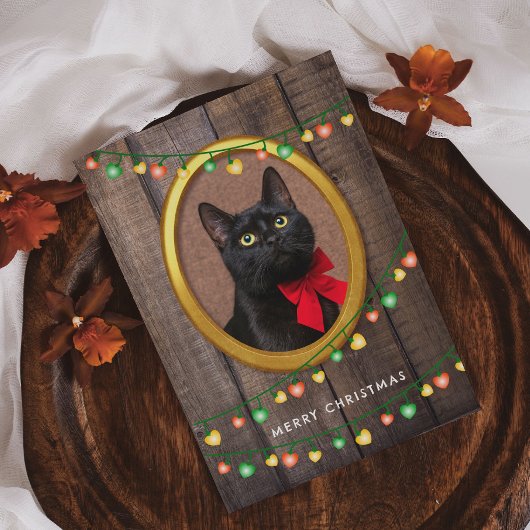 Rustieke Lieve Kerst Lichtjes Voeg Uw Foto Toe Feestdagenkaart