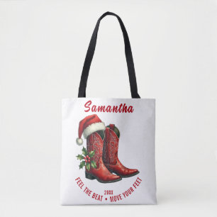 Rustieke lijn dans cowboylaarzen tote bag
