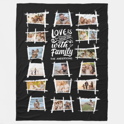 Rustieke Lijsten Wit/Blk Fotocollage ID1015 Fleece Deken (Voorkant)