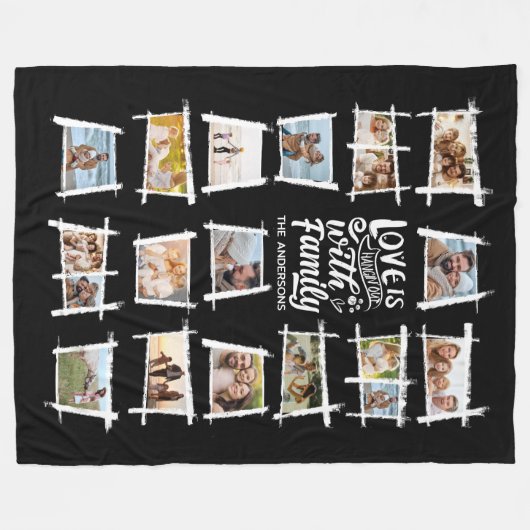 Rustieke Lijsten Wit/Blk Fotocollage ID1015 Fleece Deken (Voorkant (Horizontaal))