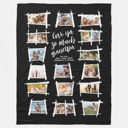 Rustieke Lijsten Wit/Blk Liefde Ya Opa ID1015 Fleece Deken (Voorkant)