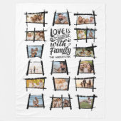 Rustieke Lijsten Zwart/Wht Liefde Is Familie ID101 Fleece Deken (Voorkant)