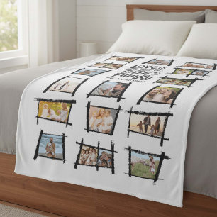 Rustieke Lijsten Zwart/Wht Liefde Is Familie ID101 Fleece Deken