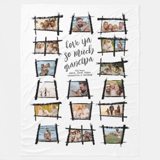 Rustieke Lijsten Zwart/Wht Liefde Ya Opa ID1015 Fleece Deken (Voorkant)