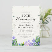 Rustieke Lila 50ste bruiloft Jubileum Uitnodiging (Staand voorkant)