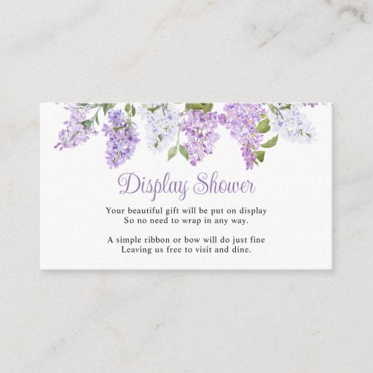 Rustieke Lila Bloemen Display Douche Informatiekaartje (Voorkant)