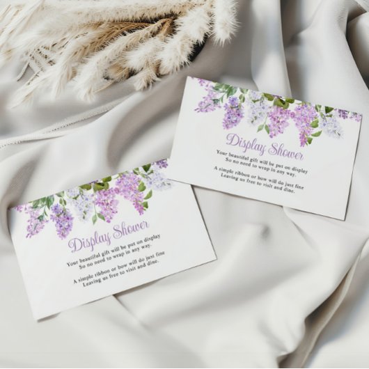 Rustieke Lila Bloemen Display Douche Informatiekaartje