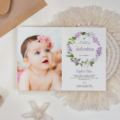 Rustieke Lila Bloemen Fotomeisje Toewijding Kaart