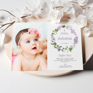 Rustieke Lila Bloemen Fotomeisje Toewijding Kaart
