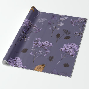 Rustieke lila botanische vintage boho bloemstuk cadeaupapier