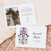 Rustieke Lila Bow & Blossom Wedding Bedankkaart