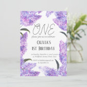 Rustieke Lila eerste verjaardag Wildflower Birthda Kaart (Staand voorkant)