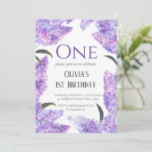 Rustieke Lila eerste verjaardag Wildflower Birthda Kaart (Staand voorkant)