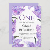 Rustieke Lila eerste verjaardag Wildflower Birthda Kaart (Voorkant / Achterkant)