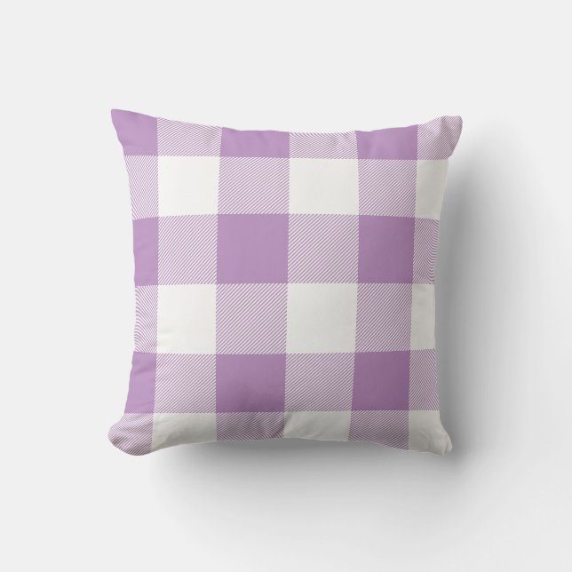 Rustieke Lila en witte Buffalo Check Plaid Kussen (Voorkant)