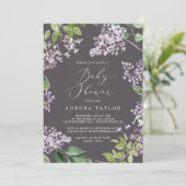 Rustieke lila | Grijze baby shower Kaart (Staand voorkant)