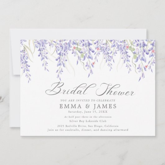 Rustieke Lila Horizontale Bruidsdouche Uitnodiging (Voorkant)