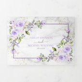 Rustieke lila lavendel goud marmer foto bruiloft drieluik uitnodiging (Cover)