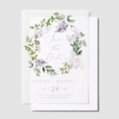 Rustieke Lila Paarse Floral Wedding Save the Date Vellum Uitnodigingen (Offset)