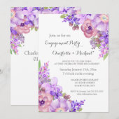 Rustieke Lila Paarse verlovingsfeestuitnodigingen Kaart (Voorkant / Achterkant)