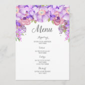 Rustieke Lila Paarse Waterverf Bloemen Wedding Men Menu (Voorkant)