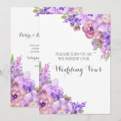 Rustieke Lila Purple Flowers Gelofte Vernieuwing Kaart (Voorkant / Achterkant)