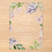Rustieke Lila Witte Boho Waterverf Bloemen Huwelij Acryl Uitnodigingen (Voorkant)