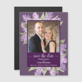 Rustieke Lilacs & Foto Paarse Bruiloft Save the Da Magnetische Uitnodiging (Voorkant / Achterkant)