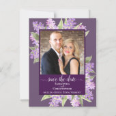 Rustieke Lilacs & Foto Paarse Bruiloft Save the Da Magnetische Uitnodiging (Voorkant)