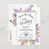Rustieke Lilacs & Kalligrafie Bruiloft Save the Da Aankondigingskaart (Voorkant / Achterkant)