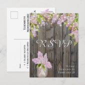 Rustieke Lilacs met Schuur Hout & Lichten Bruiloft Briefkaart (Voorkant / Achterkant)