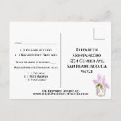 Rustieke Lilacs met Schuur Hout & Lichten Bruiloft Briefkaart (Achterkant)