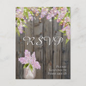 Rustieke Lilacs met Schuur Hout & Lichten Bruiloft Briefkaart (Voorkant)
