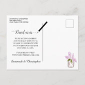 Rustieke Lilacs op Hout Foto Bruiloft Save the Dat Aankondigingskaart (Achterkant)