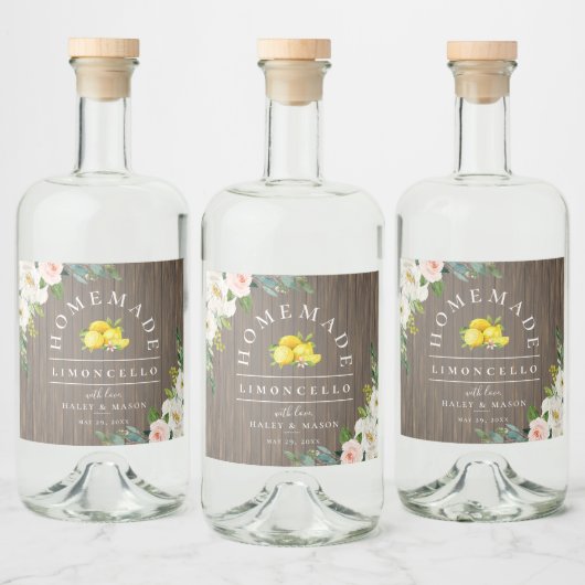 Rustieke Limoncello Houten Plank Drank Label Likeurfles Etiket (Flessen)