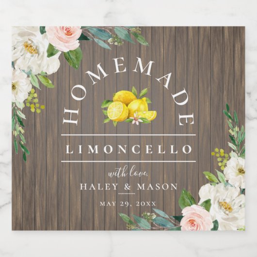 Rustieke Limoncello Houten Plank Drank Label Likeurfles Etiket (Enkel label)