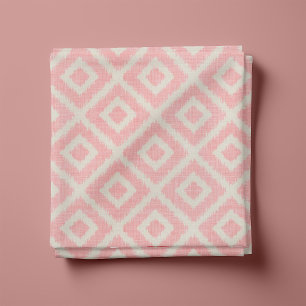 Rustieke linnen Beige en roze Ikat Diamonds Stof