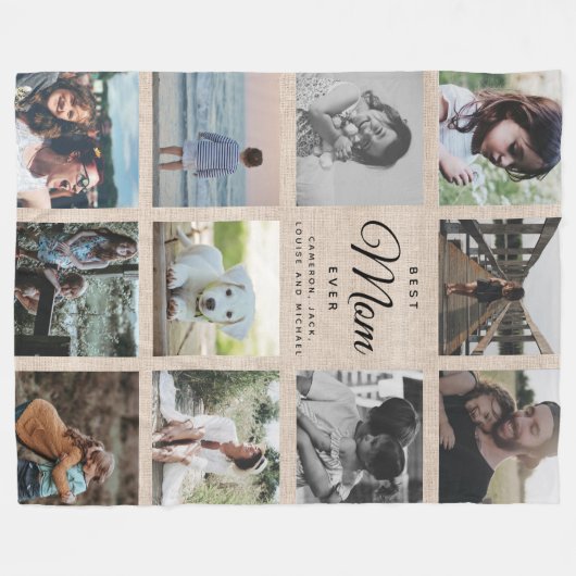 Rustieke Linnen Chic Beste Mama Ooit Schattigee Fo Fleece Deken (Voorkant (Horizontaal))