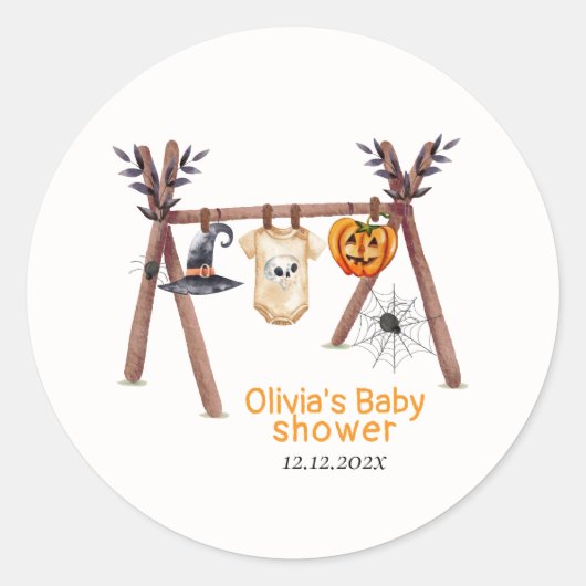 Rustieke Little Boo Halloween Kleding Baby shower Ronde Sticker (Voorkant)