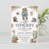 Rustieke Little Cowdoy Wild West Jongen Baby Showe Kaart (Staand voorkant)