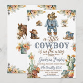 Rustieke Little Cowdoy Wild West Jongen Baby Showe Kaart (Voorkant / Achterkant)