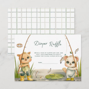 Rustieke Little Fisherman Reel Diaper Raffle Informatiekaartje