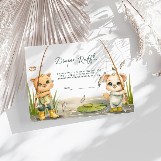 Rustieke Little Fisherman Reel Diaper Raffle Informatiekaartje