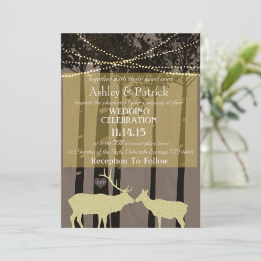 Rustieke lodge thema bruiloft kaart (Staand voorkant)