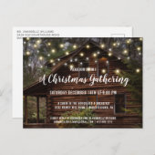 Rustieke Log Cabin String Lights Kerstfeest Uitnodiging Briefkaart (Voorkant / Achterkant)