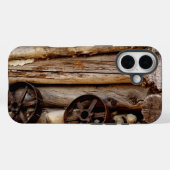 Rustieke Log Cabin & Wagon Wielen, Naam, Stoer Case-Mate iPhone Case (Achterkant (horizontaal))