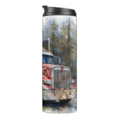 Rustieke Log Truck Waterverf Forest Thermosbeker (Geroteerd rechts)